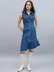 Chemistry Women Shirt Collar Cotton Shirt Midi Dress