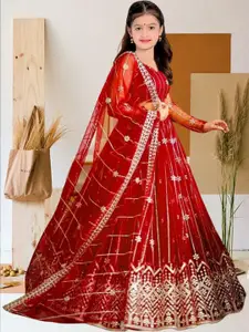 F Plus Fashion Red Net Lehenga Choli
