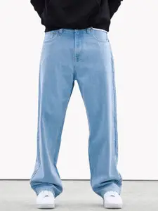Snitch Men Light Blue Mid-Rise Pure Cotton Baggy Jeans