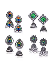 Sangria Silver-Plated Alloy Jhumkas