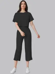 SRUTVA FASHION Ribbed Top & Palazzos Co-Ord Set