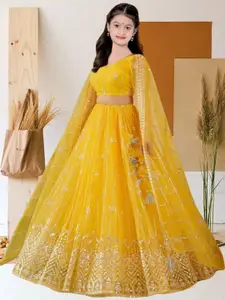 F Plus Fashion Yellow Net Lehenga Choli