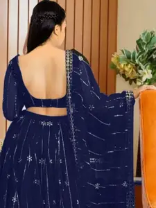 F Plus Fashion Blue Net Lehenga Choli