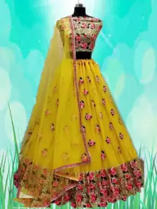 F Plus Fashion Green Net Lehenga Choli