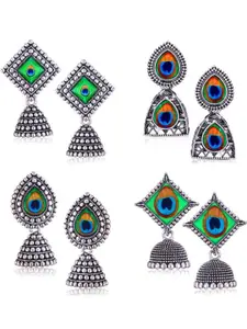 Sangria Silver-Plated Alloy Jhumkas