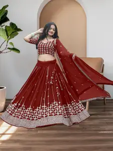 F Plus Fashion Orange Net Lehenga Choli