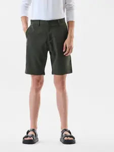 Snitch Men Olive Mid-Rise Regular Fit Shorts
