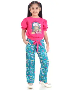 Tiny Girl Girls Printed Round Neck Top With Trouser