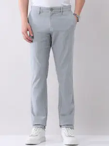 AD By Arvind Men Striped Slim Fit Mid-Rise Trousers