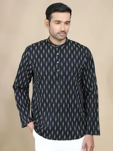 FILORI STUDIO Ethnic Motifs Printed Mandarin Collar Cotton Straight Kurta