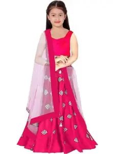 F Plus Fashion Pink Raw Silk Lehenga Choli