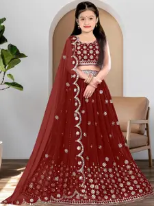 F Plus Fashion Maroon Net Lehenga Choli