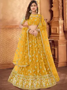 F Plus Fashion Yellow Net Lehenga Choli