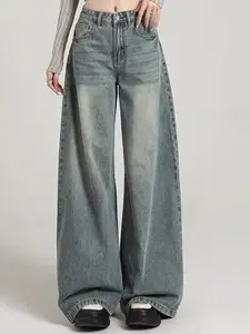 StyleCast x Revolte Women Relaxed Fit Mid-Rise Light Fade Jeans