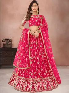 F Plus Fashion Girls Embellished Semi-Stitched Lehenga & Unstitched Blouse Net
