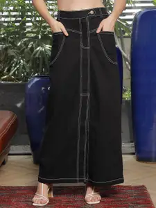 plusS Denim Straight Maxi Skirt