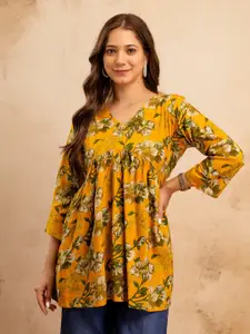 Mialo fashion Floral Printed V-Neck Kurti