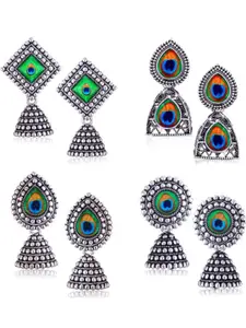 Sangria Silver-Plated Alloy Jhumkas