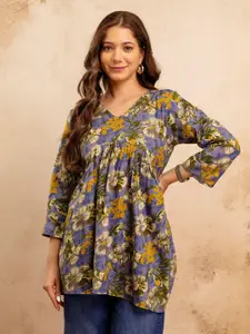 Mialo fashion Floral Printed V-Neck Kurti