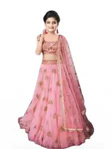 F Plus Fashion Pink Net Lehenga Choli