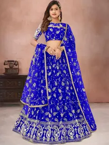 F Plus Fashion Blue Net Lehenga Choli