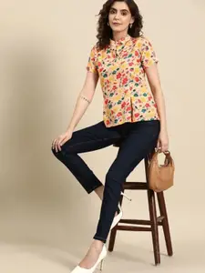DressBerry Women Floral Printed Spread Collar Casual Shirt