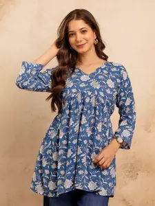 Mialo fashion Floral Printed V-Neck Kurti