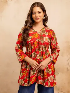 Mialo fashion Floral Printed V-Neck Kurti