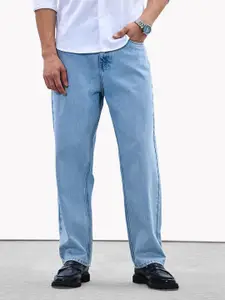 Snitch Men Light Blue Mid-Rise Baggy Cotton Jeans
