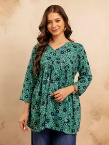 Mialo fashion Floral Printed V-Neck Kurti