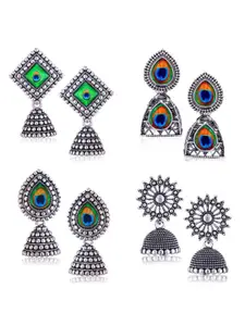 Sangria Silver-Plated Alloy Jhumkas