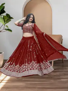 F Plus Fashion Maroon Net Lehenga Choli