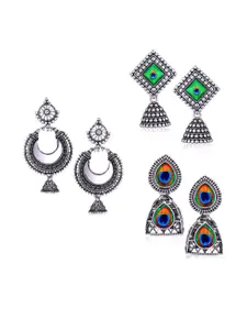Sangria Silver-Plated Alloy Jhumkas
