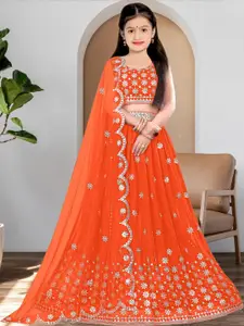 F Plus Fashion Orange Net Lehenga Choli