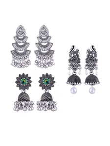 Sangria Silver-Plated Alloy Jhumkas