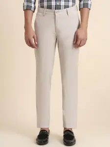 JADE BLUE Men Slim Fit Cotton Regular Trousers