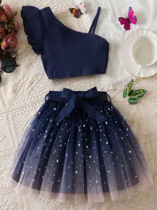 INCLUD Girls One Shoulder Top With Skirt