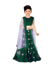 F Plus Fashion Green Satin Lehenga Choli