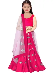 F Plus Fashion Pink Net Lehenga Choli