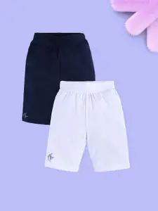 KiddoPanti Girls Pack Of 2 Skinny Fit Knee Length Cycling Shorts