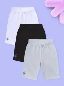 KiddoPanti Girls Pack Of 3 Skinny Fit Cycling Shorts
