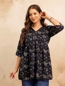 Mialo fashion Floral Printed V-Neck Kurti