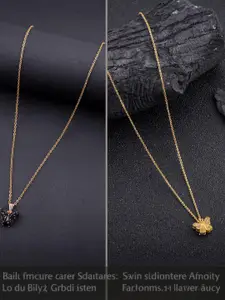 DressBerry Combo of 2 Gold-Plated Pendant Necklaces for Women Butterfly & Ethnic Traditional Pendant