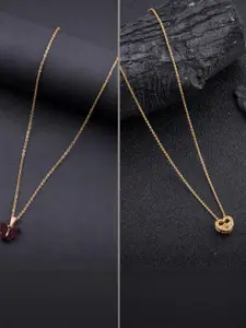 DressBerry Combo of 2 Gold-Plated Pendant Necklaces for Women Butterfly & Ethnic Traditional Pendant