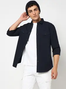 Blue Buddha Cutaway Collar Tailored Fit Cotton Casual Shirt