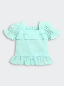 Tiny Girl Girls Floral Embroidered Puff Sleeve Cotton Top