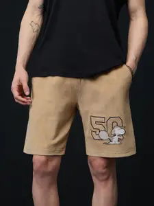 The Souled Store Men Peanuts Corduroy Snoopy Varsity Shorts