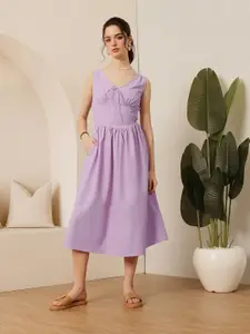 STREET 9 Women Solid Sheath Cotton Dress