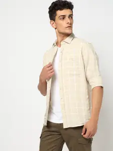 Blue Buddha Checked Cutaway Collar Tailored Fit Cotton Casual Shirt