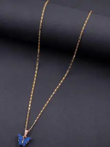 DressBerry Gold-Plated Contemporary Shaped Pendant With Chain
